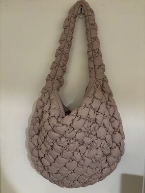 Aritzia Ruched Bag in Taupe